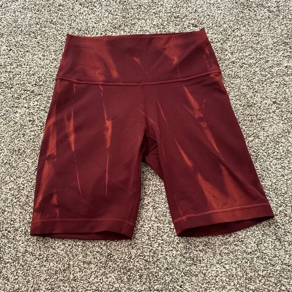 Lululemon red & orange tie-dye bike shorts size 6 - Picture 2 of 8